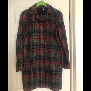Free People Plaid Doublebreasted Coat